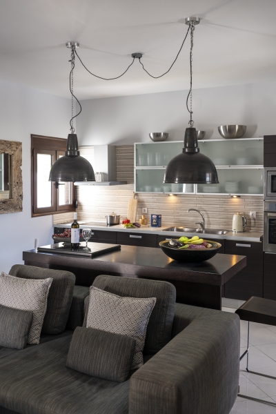 Best Villa in Rhodes to Rent | Villa Galini Kitchen & Indoor living